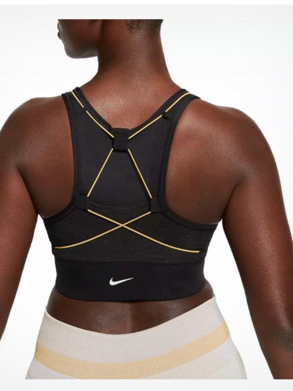 NIKE Black Swoosh Support Sports Bra XL Corded Black